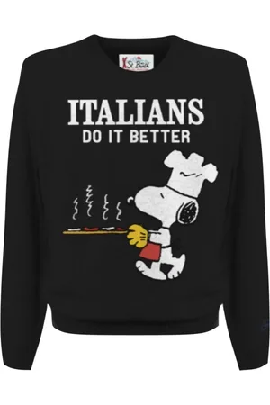 MC2 SAINT BARTH Truien, Heren, Zwart, S, Snoopy Ronde Hals Pullover