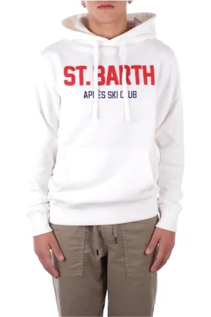 MC2 SAINT BARTH Sweatshirts & Hoodies, Heren, Wit, L, Katoen, Logo Front Pocket Hoodie Sweaters