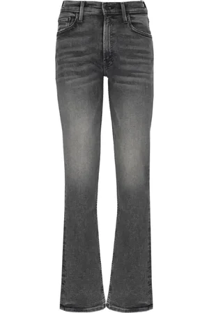 Mother Jeans, Dames, Grijs, W29, Katoen, Grijze Katoenen Jeans met Riemlussen