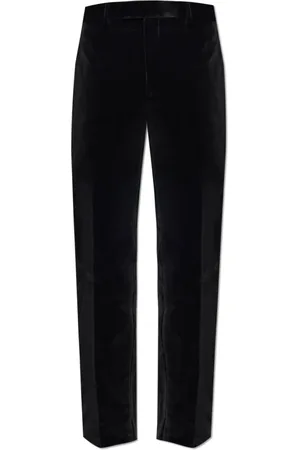 Etro Broeken, Heren, Zwart, XL, Katoen, Fluwelen broek met zijstrepen