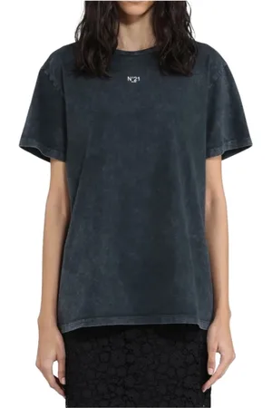 Nº21 Tops, Dames, Blauw, S, Katoen, Versleten T-shirt met korte mouwen