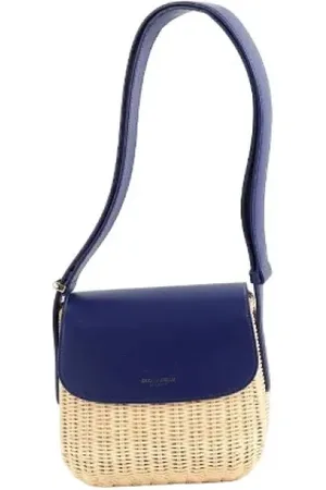 Emporio Armani Pre-owned, Dames, Blauw, ONE Size, Tweed, Pre-owned Fabric shoulder-bags