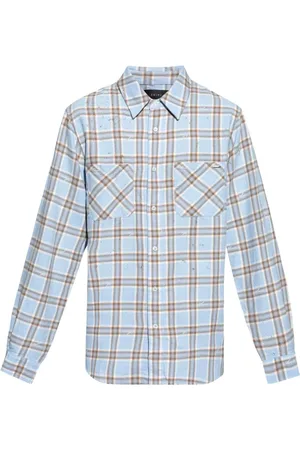 AMIRI Overhemden, Heren, Blauw, M, Katoen, Geruite Katoenen Overhemd Blauw