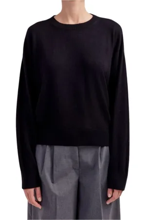 FILIPPO DE LAURENTIIS Truien, Dames, Zwart, M, Wol, Merino Cashmere Zijde Ronde Hals Sweater