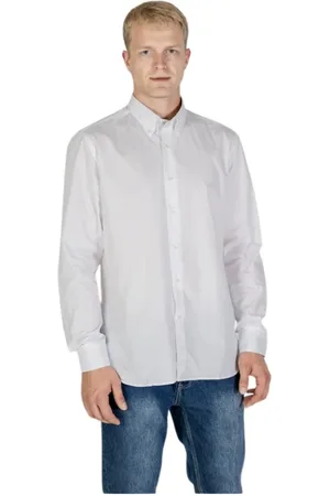 Aquascutum Overhemden, Heren, Wit, M, Katoen, Club Check Overhemd Lange Mouw