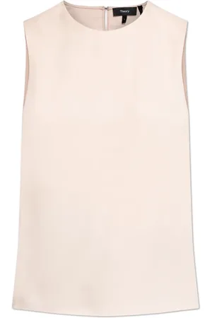 THEORY Tops, Dames, Roze, L, Mouwloze zijden top