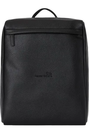 HARMONT&BLAINE Tassen, Heren, Zwart, ONE Size, Leer, Zwart Neplederen Gehamerde Rugzak Voor Mannen