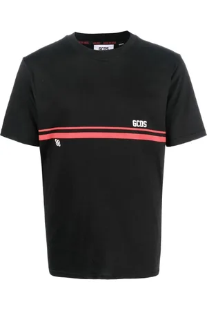 GCDS Tops, Heren, Zwart, L, Katoen, Zwart Logo Band Korte Mouw T-Shirt
