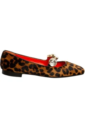 Prosperine Schoenen, Dames, Veelkleurig, 40 EU, Luipaardprint Ballerina met Juweelband