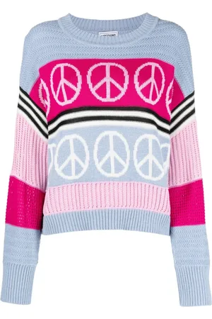Moschino Truien, Dames, Veelkleurig, M, Wol, Blauwe Wollen Blend Casual Sweater