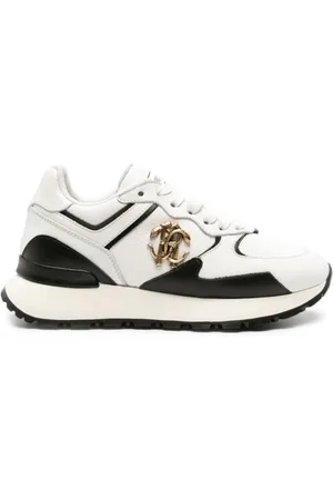 Roberto Cavalli Schoenen, Dames, Wit, 40 EU, Leer, Witte Leren Casual Sneakers