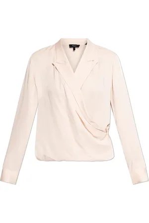 THEORY Blouses & Shirts, Dames, Roze, M, Zijden V-hals top