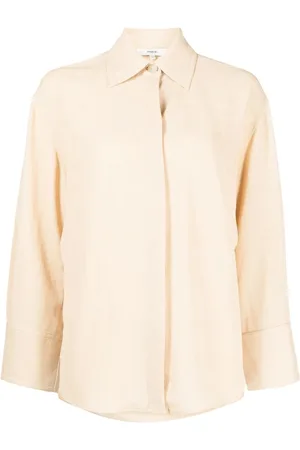 Vince Blouses & Shirts, Dames, , L, Linnen, Casual Overhemd met Lange Mouwen