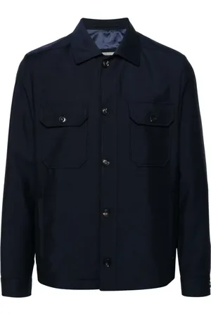 corneliani Jassen, Heren, Blauw, XL, Wol, Blauwe Wol Casual Jas