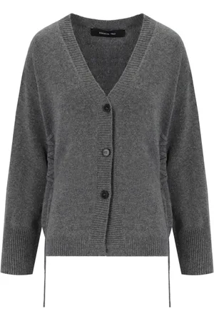 FEDERICA TOSI Truien, Dames, Grijs, 2Xs, Wol, Grijze Wollen Vest met Kant