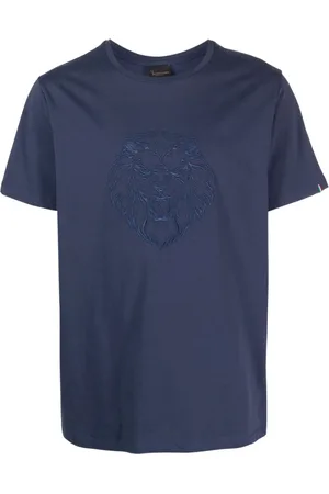 BILLIONAIRE Tops, Heren, Blauw, 2Xl, Katoen, Blauw Katoenen Ronde Hals T-shirt