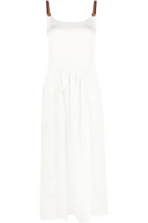 LORENA ANTONIAZZI Kleedjes, Dames, Wit, L, Witte Tankmouwen Casual Midi Jurk
