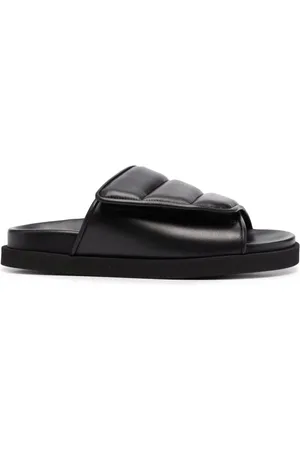Gia Borghini Schoenen, Dames, Zwart, 37 1/2 EU, Leer, Zwarte leren casual open flats muilezels