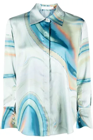 Simkhai Blouses & Shirts, Dames, Veelkleurig, S, Satijn, Gedrukte satijnen casual blouse in
