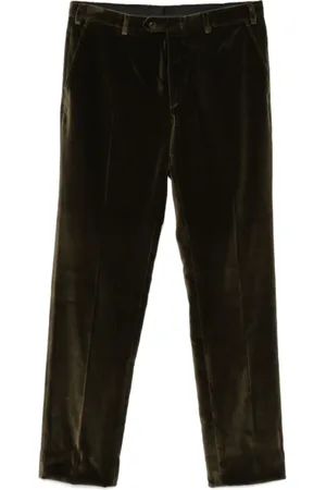 BRIONI Broeken, Heren, Groen, XL, Katoen, Groene Velours Katoenmix Broek