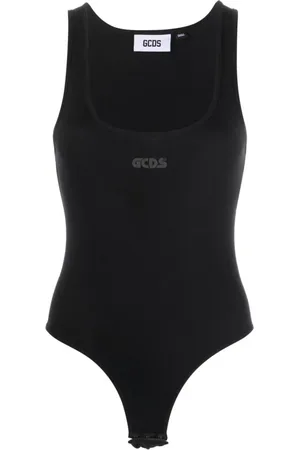 GCDS Tops, Dames, Zwart, L, Casual Zwarte Body Jersey Bodysuit