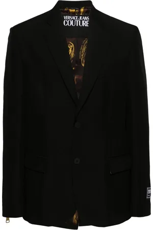 VERSACE Jassen, Heren, Zwart, L, Polyester, Casual Zwarte Blazer