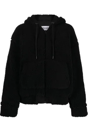 Moschino Jassen, Dames, Zwart, S, Wol, Zwarte Wollen Pufferjas