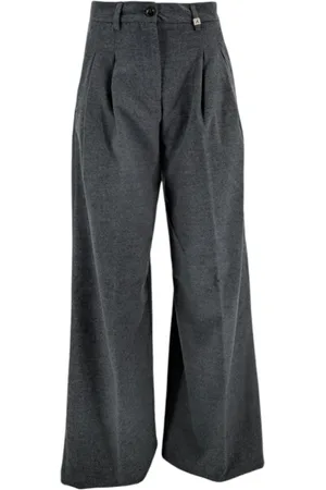 MYTHS Broeken, Dames, Grijs, M, Polyester, Palazzo Stijl Grijze Broek