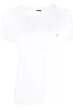 LORENA ANTONIAZZI Tops, Dames, Wit, S, Katoen, Casual Wit Kortemouw T-shirt