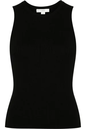 Vince Tops, Dames, Zwart, S, Wol, Geribbelde Mouwloze Tanktop