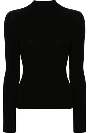 Twin-Set Truien, Dames, Zwart, M, Ribgebreide Coltrui Truien Zwart