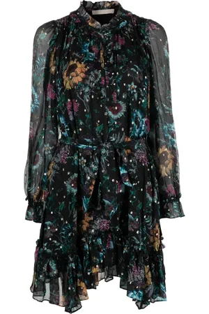 ULLA JOHNSON Kleedjes, Dames, Veelkleurig, XS, Polyester, Zijden Mini Jurk in Multikleur