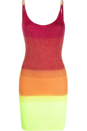 GCDS Kleedjes, Dames, Roze, XS, Roze Lurex Gradiënt Tank Mini Jurk