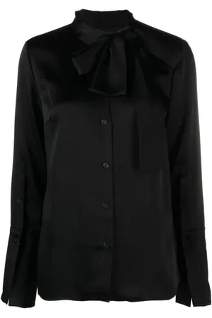 Simkhai Blouses & Shirts, Dames, Zwart, L, Polyester, Elegante Zwarte Blouse met Strikjes