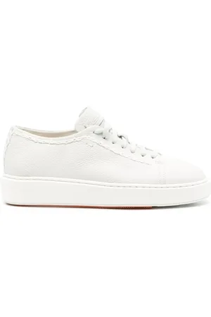 santoni Schoenen, Dames, Wit, 41 EU, Leer, Witte leren casual sneakers