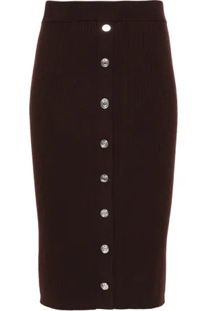 Pinko Rokken, Dames, Bruin, L, Wol, Bruine Geribbelde Casual Mini Rok