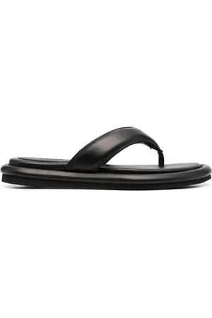 Gia Borghini Schoenen, Dames, Zwart, 36 EU, Leer, Zwarte Leren Flip-Flops