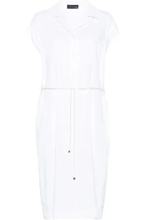 LORENA ANTONIAZZI Kleedjes, Dames, Wit, M, Linnen, Casual Midi Jurk in Wit