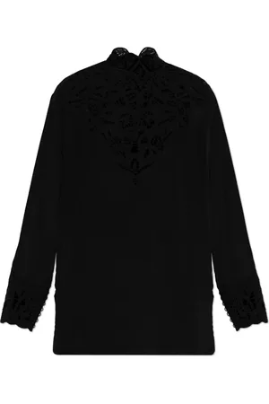 Etro Blouses & Shirts, Dames, Zwart, M, Leer, Zijden Top