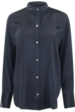 Vince Blouses & Shirts, Dames, Blauw, XL, Blauwe Casual Overhemd met Lange Mouwen