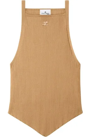 Courrèges Tops, Dames, , L, Geborduurd Logo Mouwloze Top