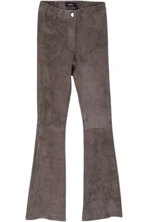 arma leder Broeken, Dames, Bruin, L, Katoen, Hoge taille stretch leren flare leggings
