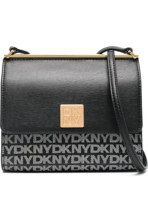 DKNY Tassen, Dames, Zwart, ONE Size, Leer, Casual Zwarte Leren Crossbody Tas