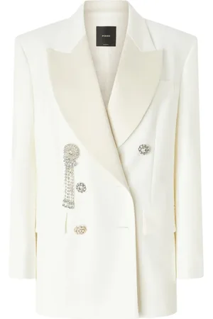 Pinko Jassen, Dames, Wit, L, Nylon, Casual Witte Blazer