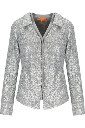 STINE GOYA Blouses & Shirts, Dames, Grijs, M, Pailletten, Grijze Pailletten Elegante Shirt