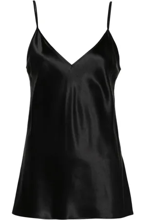 Joseph Tops, Dames, Zwart, S, Zwarte Zijden V-Hals Mouwloze Top