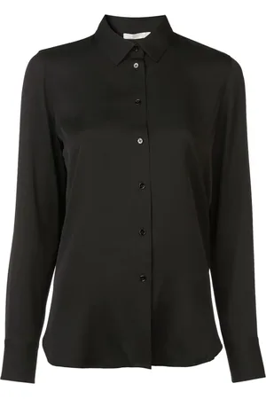 Vince Blouses & Shirts, Dames, Zwart, XS, Zwarte Zijden Lange Mouw Blouse