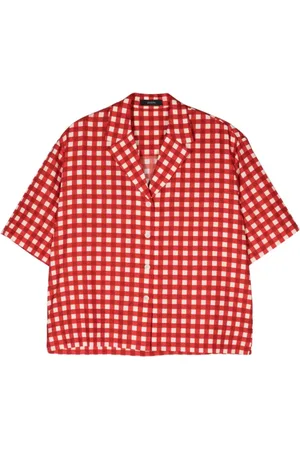 Joseph Blouses & Shirts, Dames, Rood, L, Katoen, Vichy Zijden Blouse Rode Casual Shirt