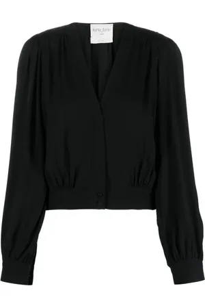 FORTE FORTE Blouses & Shirts, Dames, Zwart, L, Elegante Zwarte Crêpe Blouse
