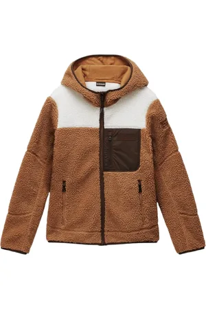 Napapijri Jassen, Dames, Bruin, M, Bruine fleecejas met capuchon